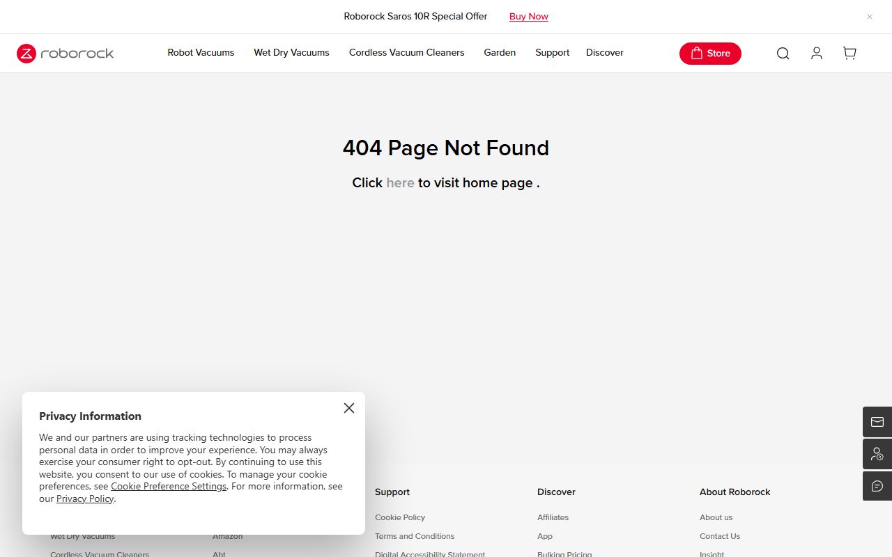 Roborock Q7 Max's public homepage, captured automatically on October 20, 2026. Not a logged-in account; the page may have changed since.